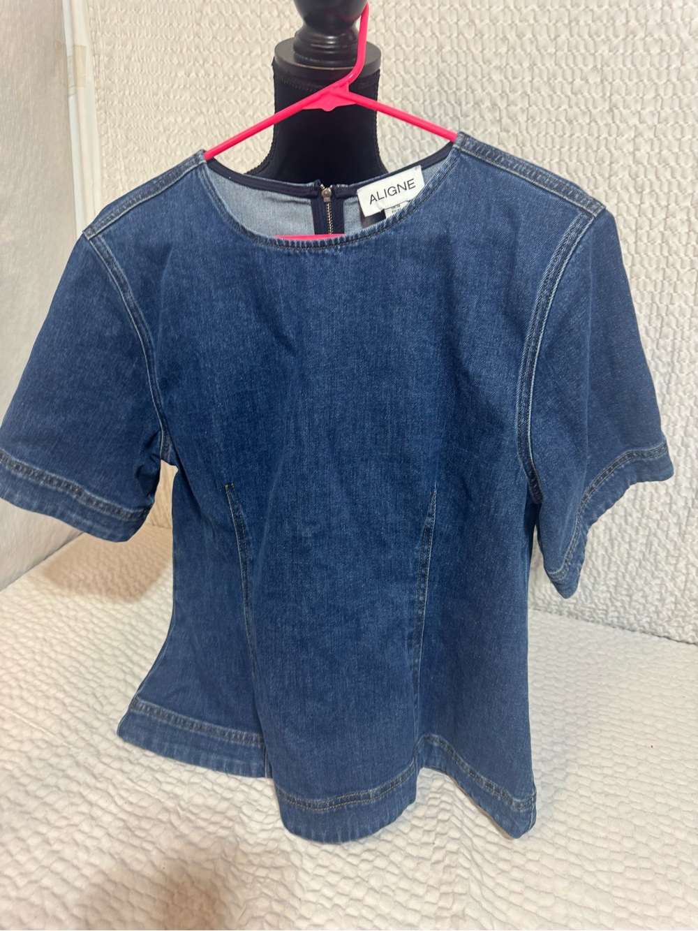 ALIGNE Women's Dark Blue Denim Short Sleeve Tunic